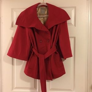 Old Navy Red Wool Swing Jacket Pea Coat